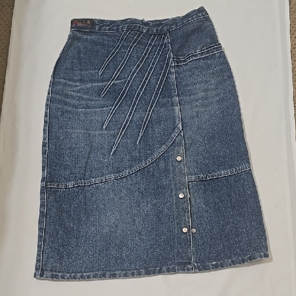 Vintage, Chic Blue Denim Pencil‎ Skirt